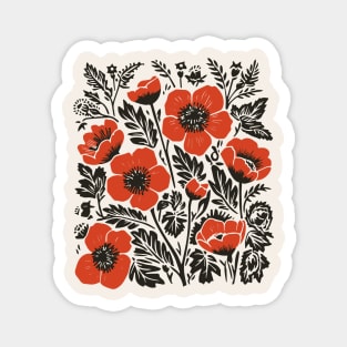 Lino Cut Flowers Magnet