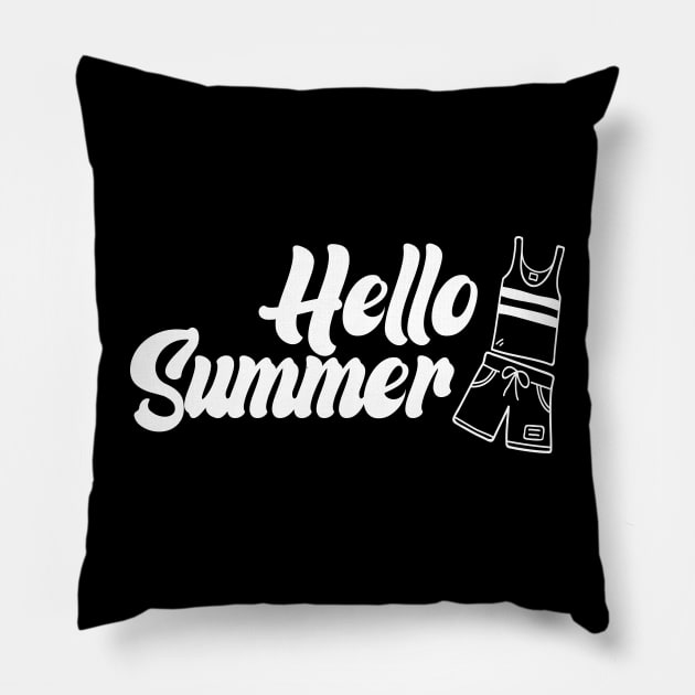 summer time vocation gifts design   hello summer for travel beach and surfing Pillow by monami