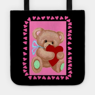 Valentine Teddy Bear Cartoon Fantasy Abstract Print Tote