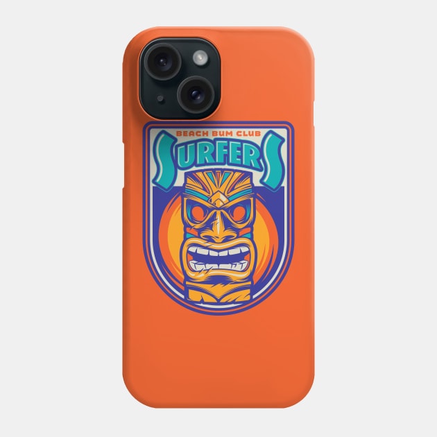 Beach Bum Surfers Club Tiki Phone Case by wickedpretty