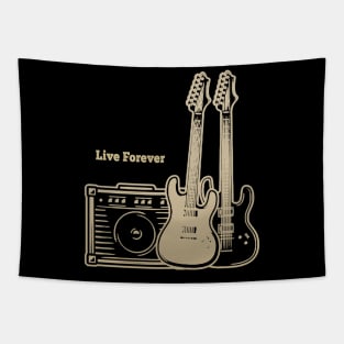 Live Forever Playing With Guitars Tapestry