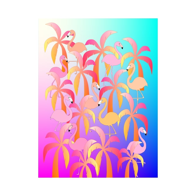 PINK Flamingo Jungle - Pink Flamingo Art by SartorisArt1