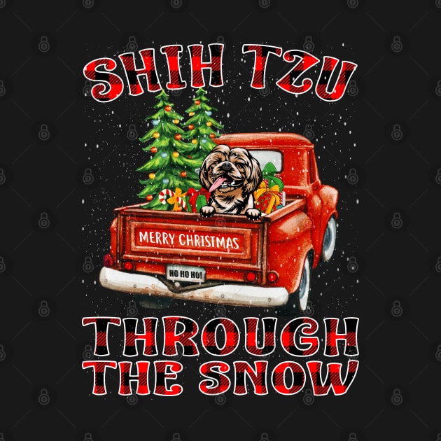 Christmas Shih Tzu Through The Snow Dog Santa Truck Tree by intelus