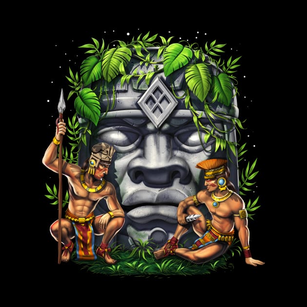 Olmec Head Warriors by underheaven