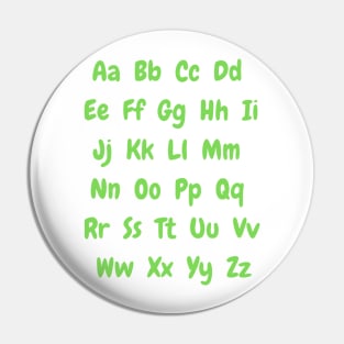 Green British english alphabet Pin