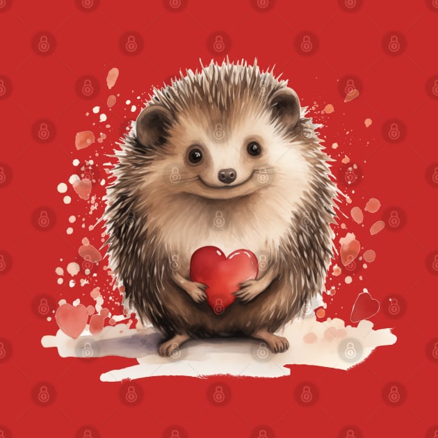 Cute Hedgehog with Love by CunninghamWatercolors