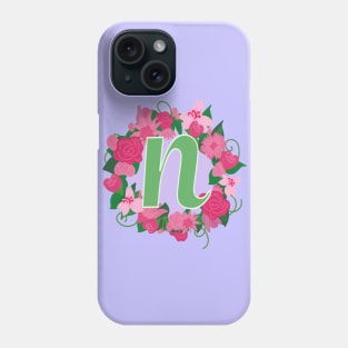 Monogram N, Personalized Floral Initial Phone Case