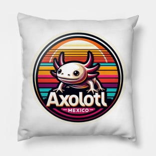 Cute Vintage Axolotl Mexico Retro Pillow
