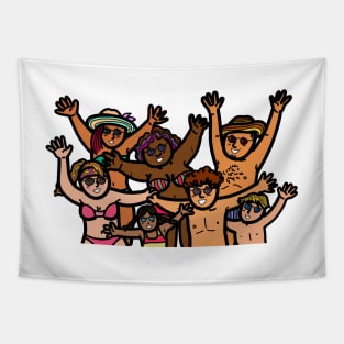 Group of diversity multi-ethnic people on beach summer vacation Tapestry