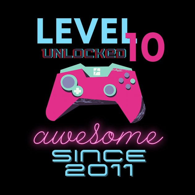 Level 10 Unlocked Awesome 2011 Video Gamer by Fabled Rags 