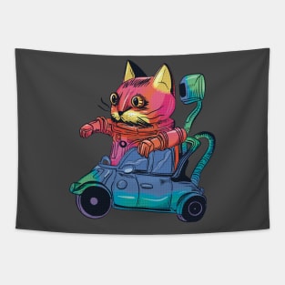 Robot Cat Driver Tapestry