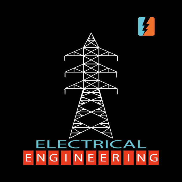 Electrical engineering text and logo with transmission tower image by PrisDesign99