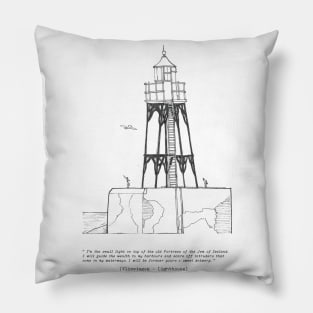 Vlissingen Lighthouse Zeeland Netherlands Pen and Ink Illustration Pillow