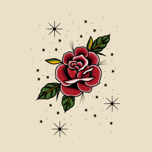 American Traditional Rose Tattoo Design T-Shirt