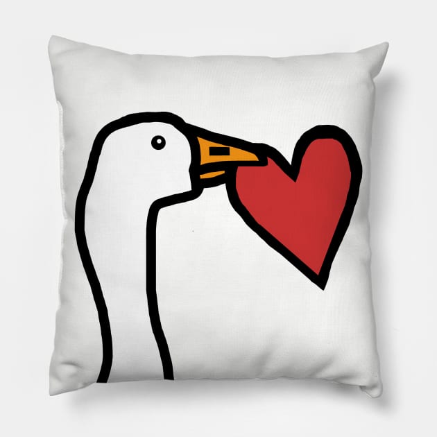 Portrait of a Goose Stealing a Heart on Valentines Day Pillow by ellenhenryart