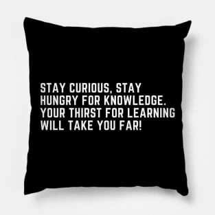 Stay curious, stay hungry for knowledge. Your thirst for learning will take you far! Pillow