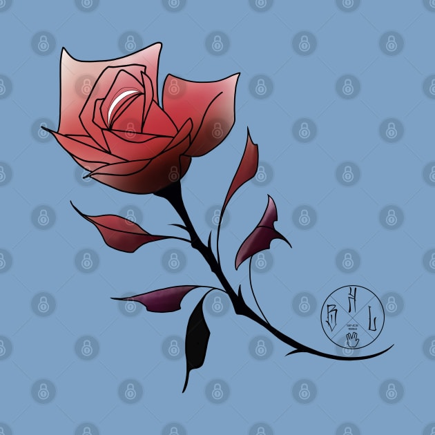 Red neotraditional rose by Blacklinesw9