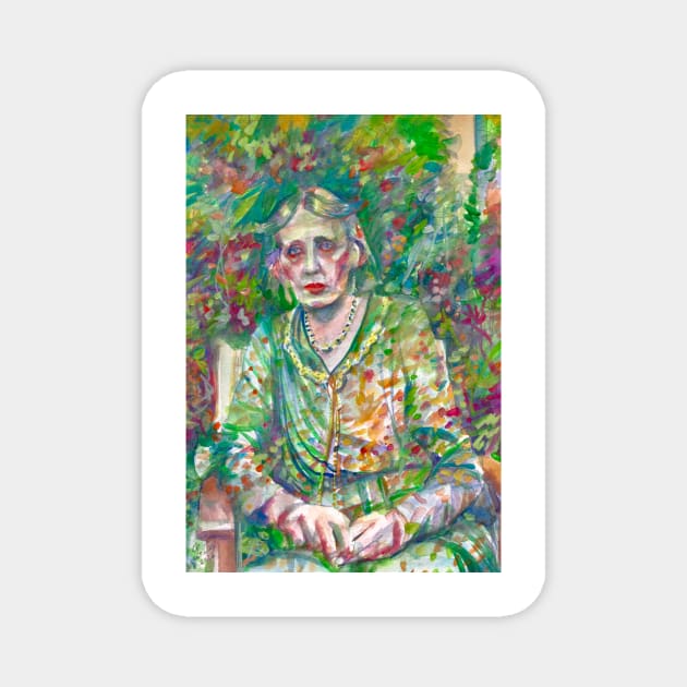 VIRGINIA WOOLF in the garden - watercolor portrait Magnet by lautir