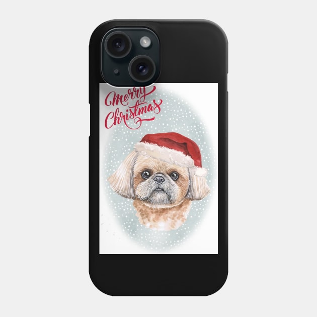 Shih Tzu Merry Christmas Santa Dog Phone Case by Puppy Eyes