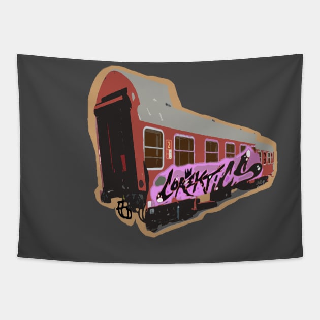 Graffiti train Tapestry by corekt