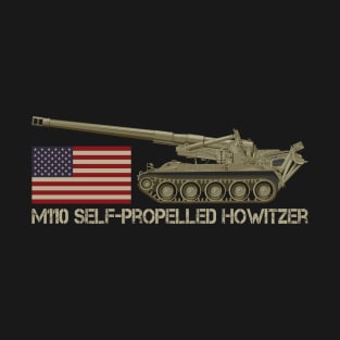 M110 Self-propelled Howitzer USA American Flag Gift T-Shirt