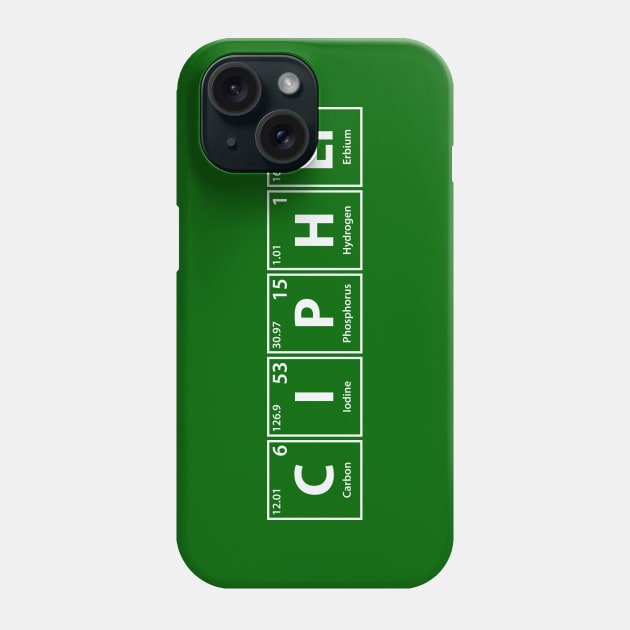 Cipher (C-I-P-H-Er) Periodic Elements Spelling Phone Case by cerebrands