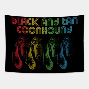 Cool Retro Groovy Black And Tan Coonhound Dog Tapestry