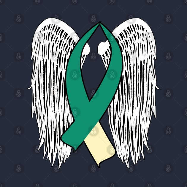 Winged Awareness Ribbon (Teal & Cream) by BlakCircleGirl