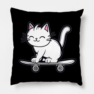 Skating Cute Kitty Cat Skateboard Quwaii Pillow