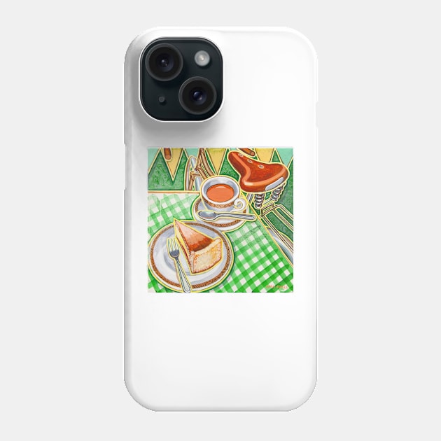 Eroica Britannia Bakewell Pudding and cup of tea on green Phone Case by markhowardjones