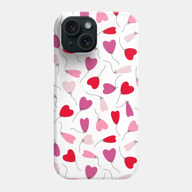 Floating heart balloons Phone Case by runcatrun