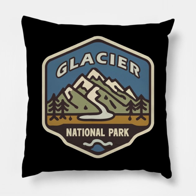 Glacier National Park Travel Sticker Pillow by GreenMary Design