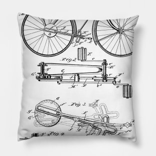 Bicycle Mechanical Movement Vintage Patent Hand Drawing Pillow