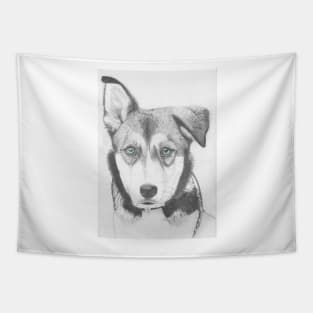 Husky Shepherd Cross with Blue Eyes Tapestry