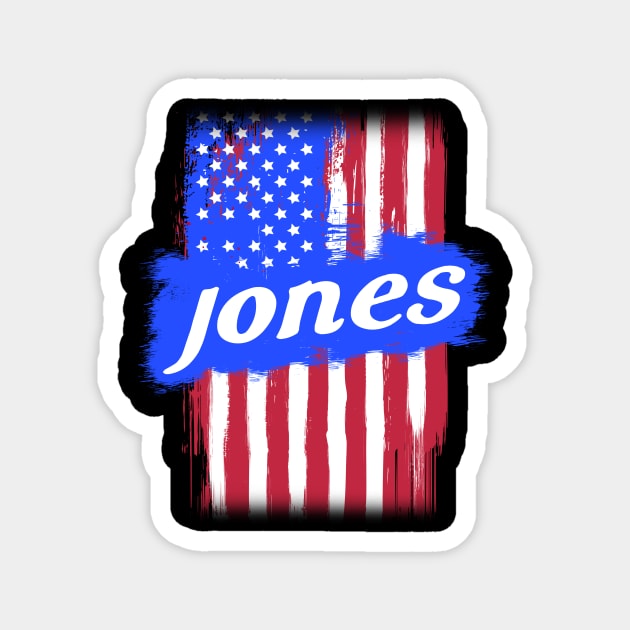 American Flag Jones Family Gift T-shirt For Men Women, Surname Last Name Magnet by darius2019