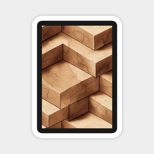 Stylized Geometric Travertine Stone Pattern Texture #8 Magnet by Endless-Designs