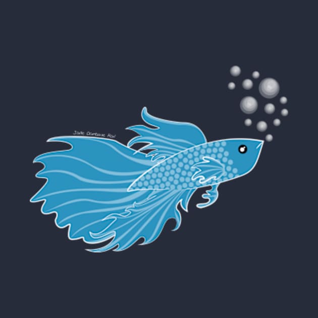 Darker Blue Beta Fish Making a Bubble Nest by JadedOddity