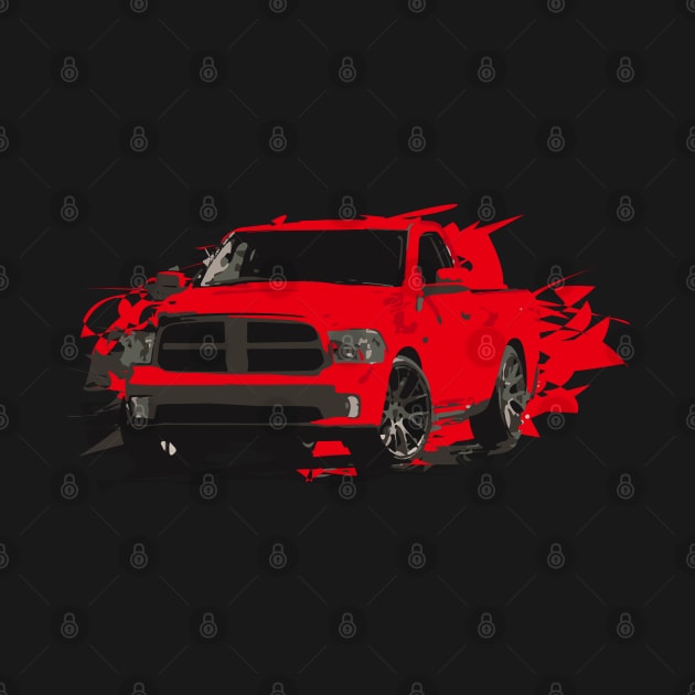 Red Dodge RAM pickup truck by mfz