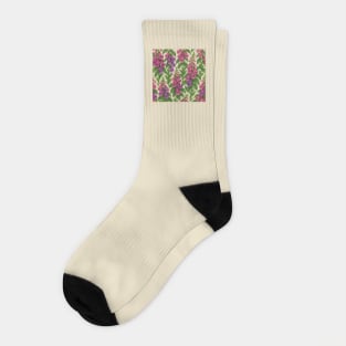 Foxglove Watercolor Floral Pattern Socks