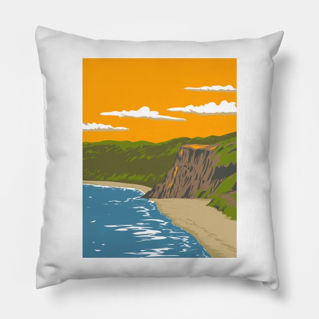 Pipa Beach or Praia de Pipa Tibau do Sul in Rio Grande do Norte Brazil WPA Art Deco Poster Pillow by retrovectors