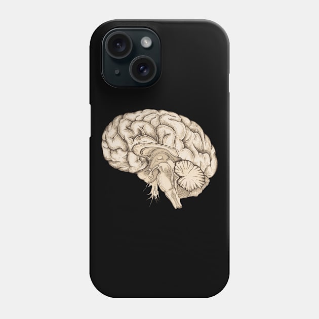 Brain human anatomy vintage mental Phone Case by Collagedream