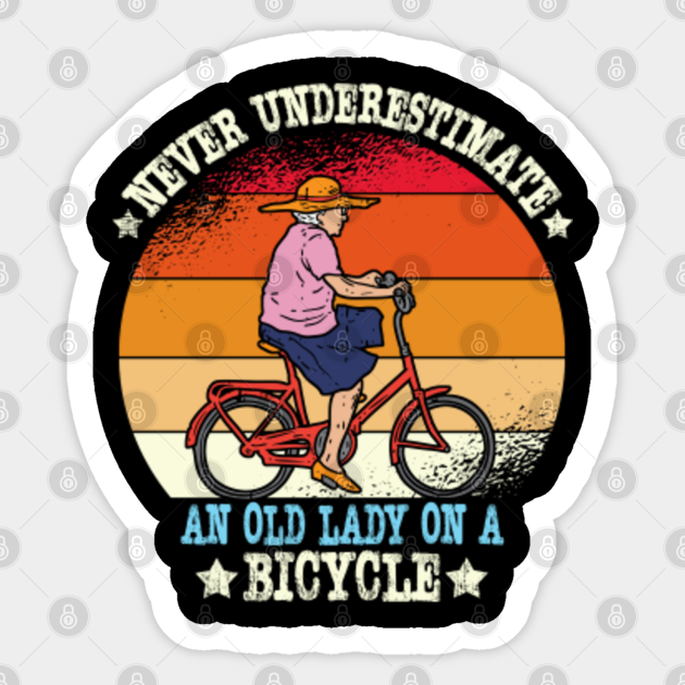 old lady on bike