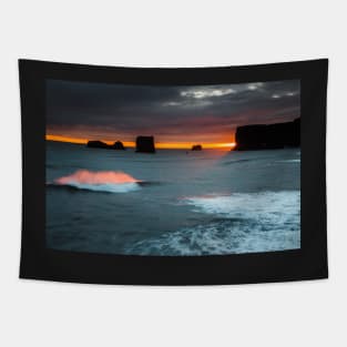 Waves of Fire, Dyrhólaey, Iceland Tapestry