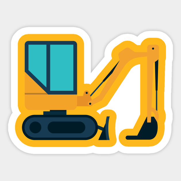 Yellow Excavator for Kids - Excavator - Sticker