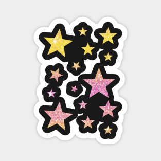 Pink Yellow Ombre Faux Glitter Stars Magnet