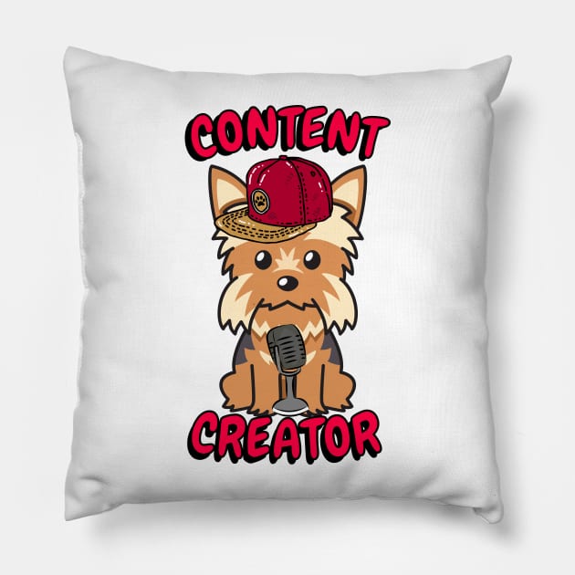 Cute yorkshire terrier is a content creator Pillow by Pet Station