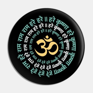 Hare Krishna Aum Om Mantra Symbol Chanting Hinduism Pin