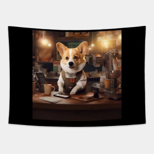 Barista Corgi Tapestry