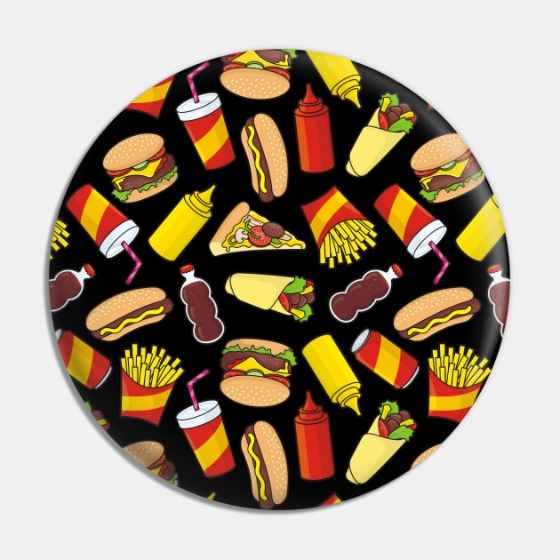 Colored Fast Food Icons Pattern Pin by sifis