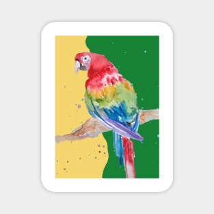 Parrot Watercolor Painting Macaw - Yellow Green Magnet